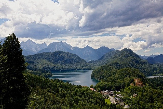 Mountain landscape overlooking a lake